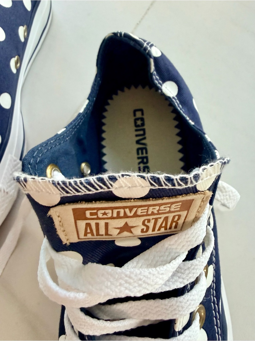 Brand new Converse Navy and White Polka Dot Low Top Sneakers - Picture 3 of 7